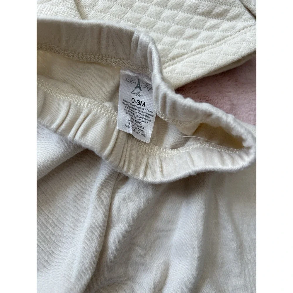 Le Top Bebe Cream Nude 3 Piece Set Unisex Beanie Hat‎ Pants And Quilted Jacket